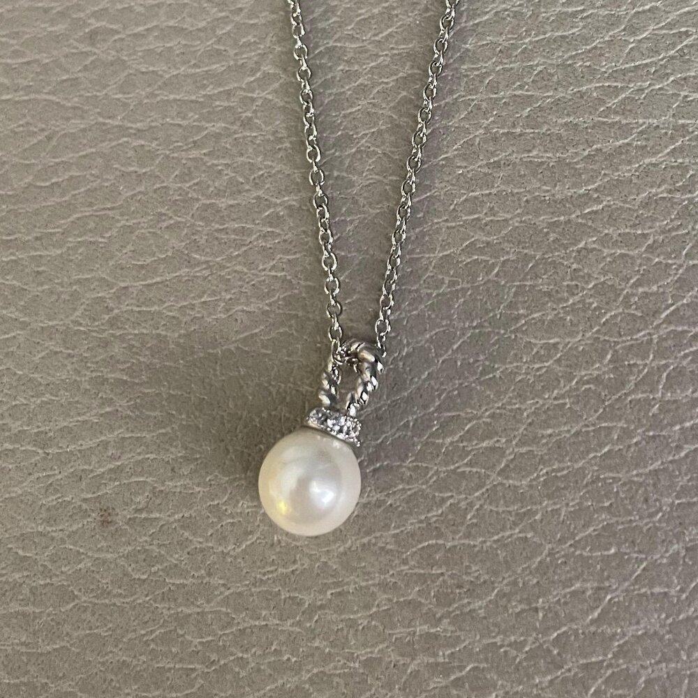 DAVID YURMAN Necklace Petite Solar with Pearl and Diamonds Pendant